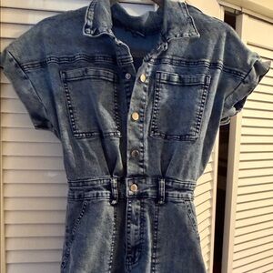 Fashion nova Denim Button-Up Jumpsuit size de